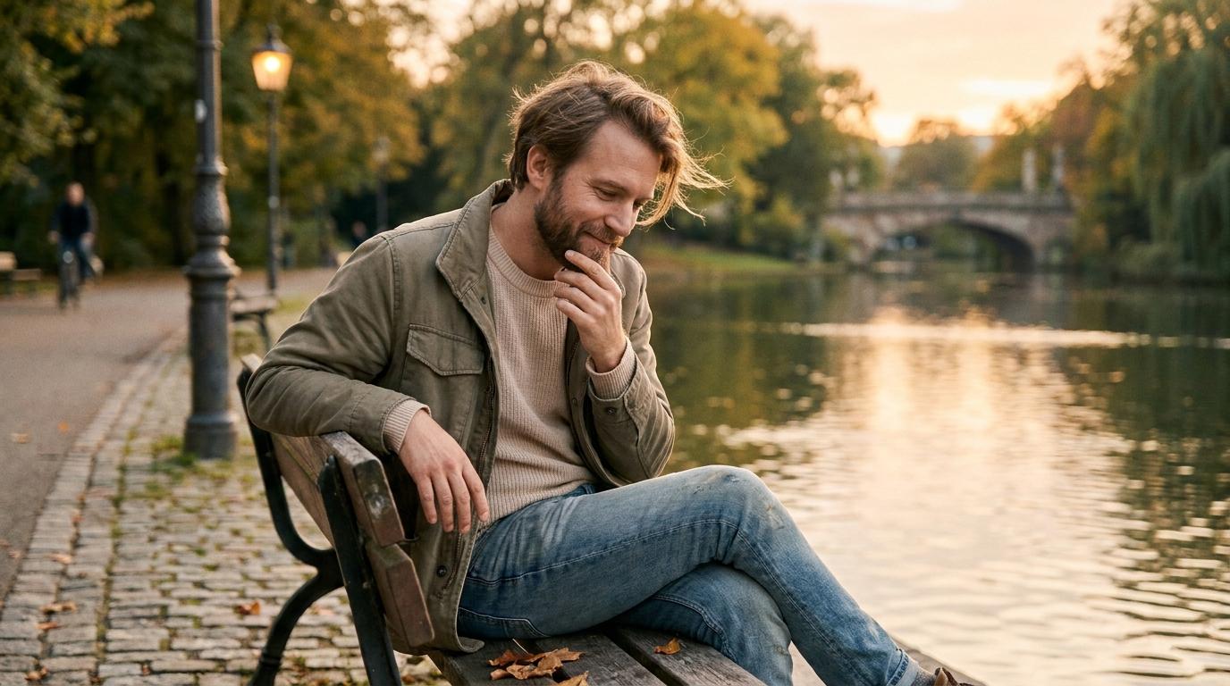Ein pflegender Angehöriger, der eine Pause macht und durchatmet.